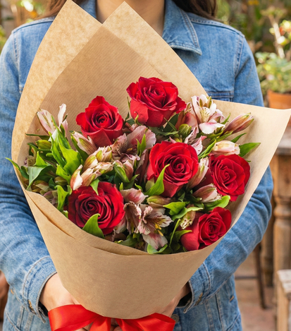 flores a domicilio - ramo de rosas rojas