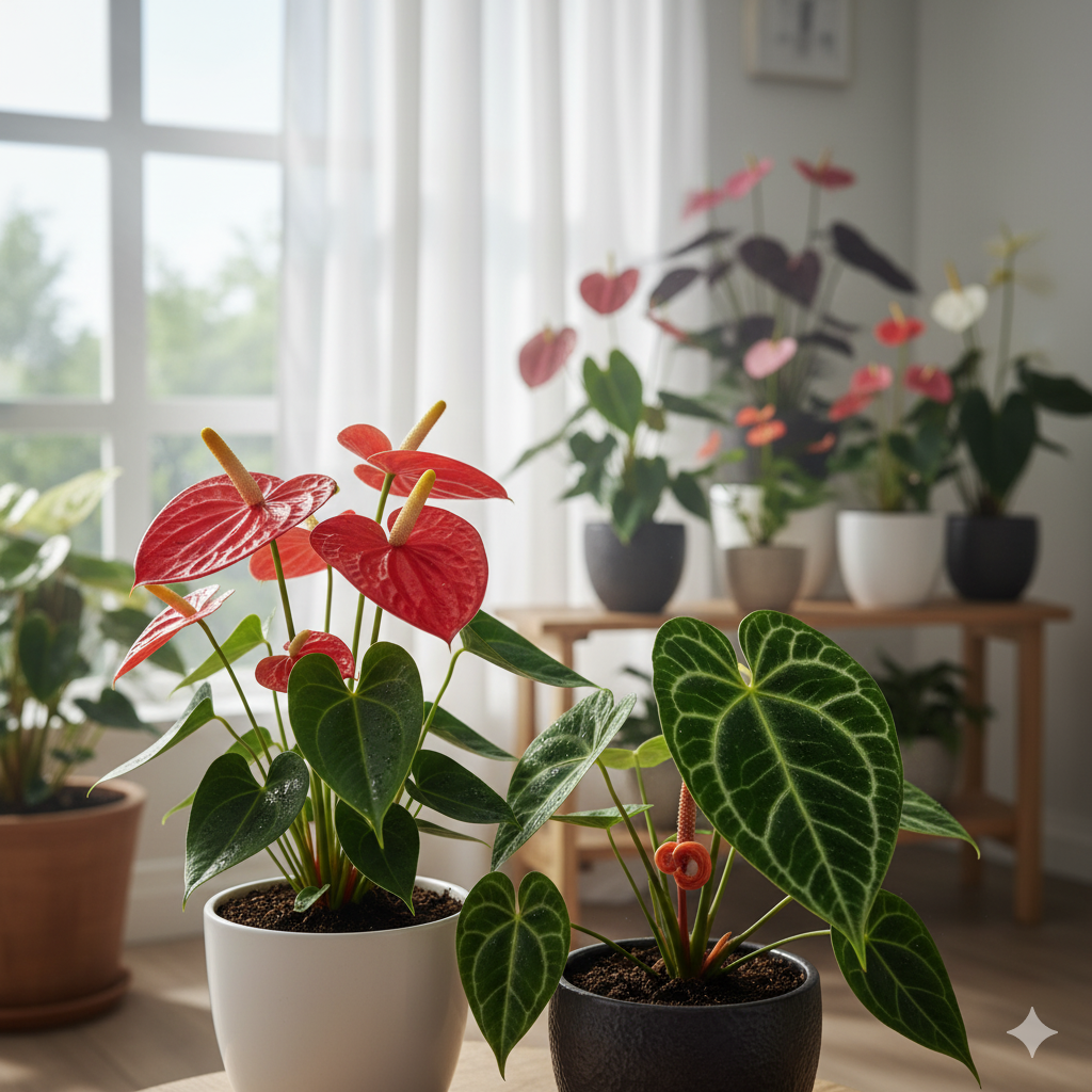 Anturios: Cuidados, variedades y el secreto de sus flores brillantes